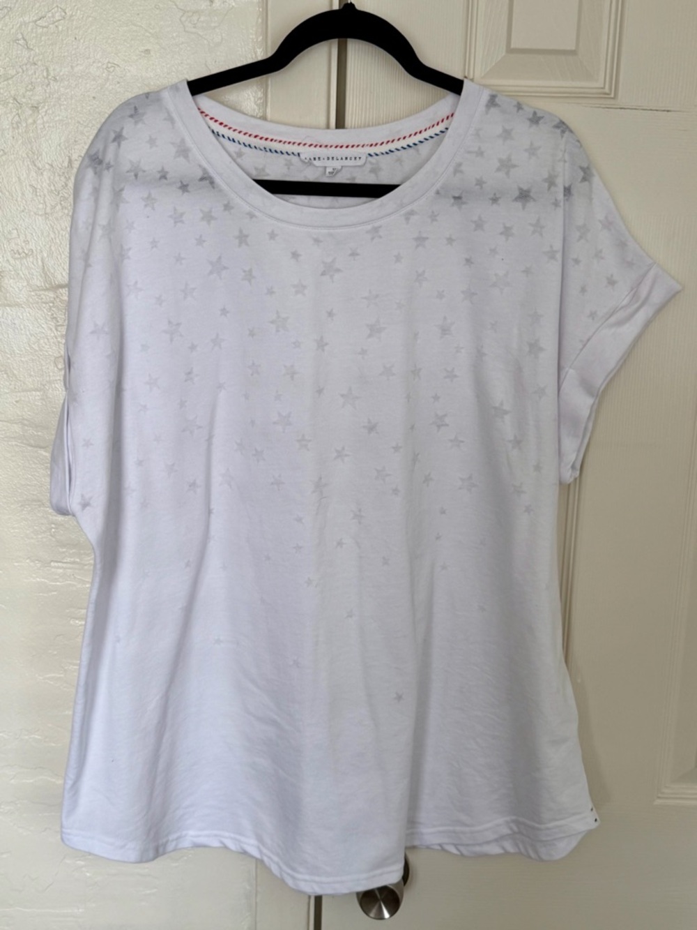 Jane and Delancey White Short Sleeve Tee with Subtle Star Print